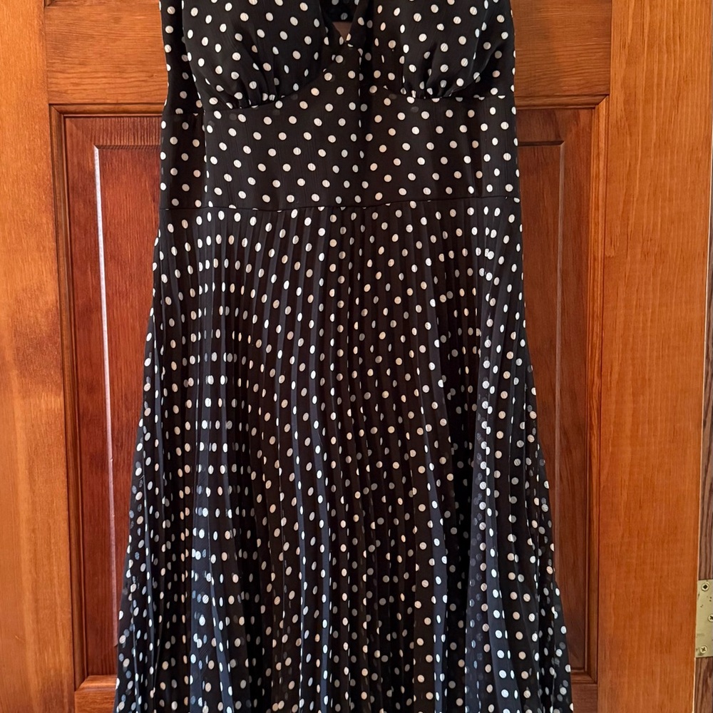 AGB Black and White Polka Dot Halter Dress